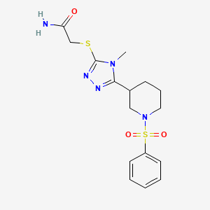 molecular formula C16H21N5O3S2 B10968394 2-({4-methyl-5-[1-(phenylsulfonyl)piperidin-3-yl]-4H-1,2,4-triazol-3-yl}sulfanyl)acetamide 