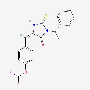 molecular formula C19H16F2N2O2S B10968416 (5E)-5-[4-(difluoromethoxy)benzylidene]-3-(1-phenylethyl)-2-thioxoimidazolidin-4-one 