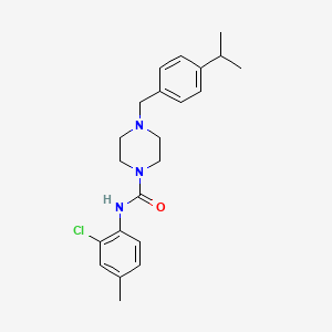 molecular formula C22H28ClN3O B10968425 N-(2-chloro-4-methylphenyl)-4-[4-(propan-2-yl)benzyl]piperazine-1-carboxamide 