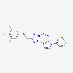 molecular formula C21H17ClN6O B10968487 2-[(4-chloro-3,5-dimethylphenoxy)methyl]-7-phenyl-7H-pyrazolo[4,3-e][1,2,4]triazolo[1,5-c]pyrimidine 