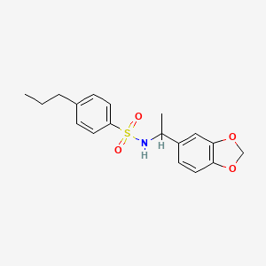 molecular formula C18H21NO4S B10968505 N-[1-(1,3-benzodioxol-5-yl)ethyl]-4-propylbenzenesulfonamide 