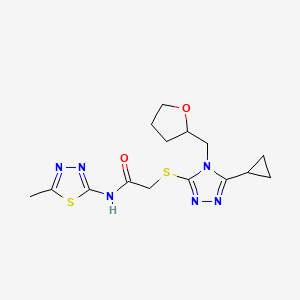 2-{[5-cyclopropyl-4-(tetrahydrofuran-2-ylmethyl)-4H-1,2,4-triazol-3-yl]sulfanyl}-N-(5-methyl-1,3,4-thiadiazol-2-yl)acetamide