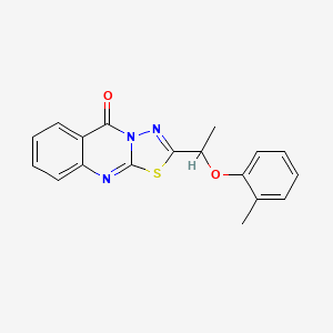 molecular formula C18H15N3O2S B10968575 2-[1-(2-methylphenoxy)ethyl]-5H-[1,3,4]thiadiazolo[2,3-b]quinazolin-5-one 