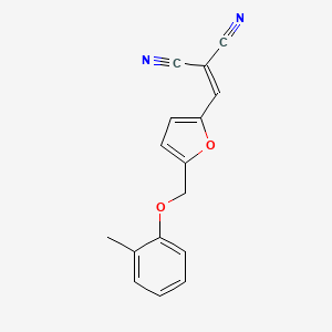 molecular formula C16H12N2O2 B10968590 ({5-[(2-Methylphenoxy)methyl]furan-2-yl}methylidene)propanedinitrile 