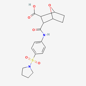 molecular formula C18H22N2O6S B10968612 3-{[4-(Pyrrolidin-1-ylsulfonyl)phenyl]carbamoyl}-7-oxabicyclo[2.2.1]heptane-2-carboxylic acid 