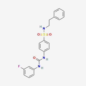 molecular formula C21H20FN3O3S B10968666 4-{[(3-fluorophenyl)carbamoyl]amino}-N-(2-phenylethyl)benzenesulfonamide 