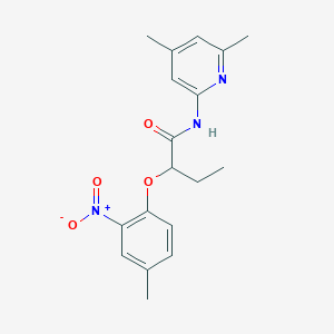 molecular formula C18H21N3O4 B10968685 N-(4,6-dimethylpyridin-2-yl)-2-(4-methyl-2-nitrophenoxy)butanamide 