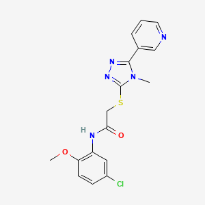 molecular formula C17H16ClN5O2S B10968745 N-(5-chloro-2-methoxyphenyl)-2-{[4-methyl-5-(pyridin-3-yl)-4H-1,2,4-triazol-3-yl]sulfanyl}acetamide 