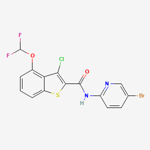 molecular formula C15H8BrClF2N2O2S B10968755 N-(5-bromopyridin-2-yl)-3-chloro-4-(difluoromethoxy)-1-benzothiophene-2-carboxamide 