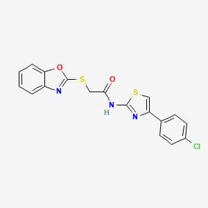 molecular formula C18H12ClN3O2S2 B10968808 2-(1,3-benzoxazol-2-ylsulfanyl)-N-[4-(4-chlorophenyl)-1,3-thiazol-2-yl]acetamide 