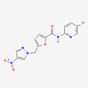 N-(5-bromopyridin-2-yl)-5-[(4-nitro-1H-pyrazol-1-yl)methyl]furan-2-carboxamide