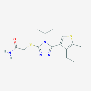 molecular formula C14H20N4OS2 B10968837 2-{[5-(4-ethyl-5-methylthiophen-3-yl)-4-(propan-2-yl)-4H-1,2,4-triazol-3-yl]sulfanyl}acetamide 