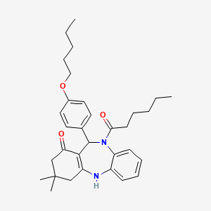 10-hexanoyl-3,3-dimethyl-11-[4-(pentyloxy)phenyl]-2,3,4,5,10,11-hexahydro-1H-dibenzo[b,e][1,4]diazepin-1-one