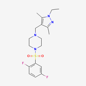 molecular formula C18H24F2N4O2S B10968896 1-[(2,5-difluorophenyl)sulfonyl]-4-[(1-ethyl-3,5-dimethyl-1H-pyrazol-4-yl)methyl]piperazine 