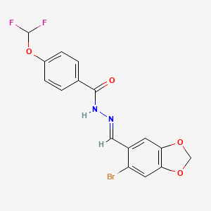 molecular formula C16H11BrF2N2O4 B10968941 N'-[(E)-(6-bromo-1,3-benzodioxol-5-yl)methylidene]-4-(difluoromethoxy)benzohydrazide 