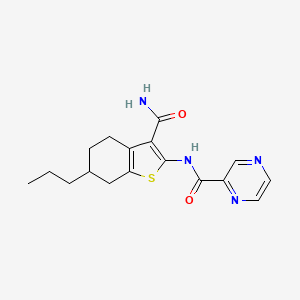 N-(3-carbamoyl-6-propyl-4,5,6,7-tetrahydro-1-benzothiophen-2-yl)pyrazine-2-carboxamide