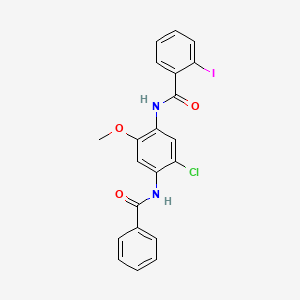 molecular formula C21H16ClIN2O3 B10969009 N-{5-chloro-2-methoxy-4-[(phenylcarbonyl)amino]phenyl}-2-iodobenzamide 