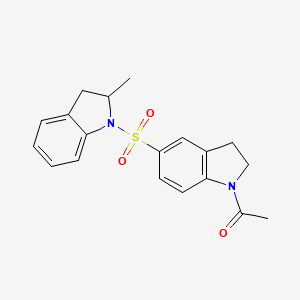 molecular formula C19H20N2O3S B10969021 1-{5-[(2-methyl-2,3-dihydro-1H-indol-1-yl)sulfonyl]-2,3-dihydro-1H-indol-1-yl}ethanone 