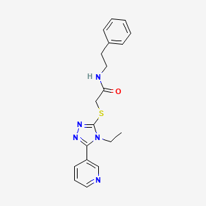 molecular formula C19H21N5OS B10969122 2-{[4-ethyl-5-(pyridin-3-yl)-4H-1,2,4-triazol-3-yl]sulfanyl}-N-(2-phenylethyl)acetamide 