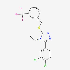 molecular formula C18H14Cl2F3N3S B10969167 3-(3,4-dichlorophenyl)-4-ethyl-5-{[3-(trifluoromethyl)benzyl]sulfanyl}-4H-1,2,4-triazole 