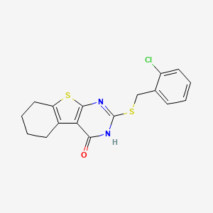 molecular formula C17H15ClN2OS2 B10969230 2-[(2-chlorobenzyl)sulfanyl]-5,6,7,8-tetrahydro[1]benzothieno[2,3-d]pyrimidin-4(3H)-one 