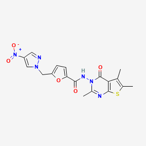 5-[(4-nitro-1H-pyrazol-1-yl)methyl]-N-(2,5,6-trimethyl-4-oxothieno[2,3-d]pyrimidin-3(4H)-yl)furan-2-carboxamide