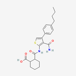 molecular formula C23H28N2O4S B10969261 2-{[4-(4-Butylphenyl)-3-carbamoylthiophen-2-yl]carbamoyl}cyclohexanecarboxylic acid 