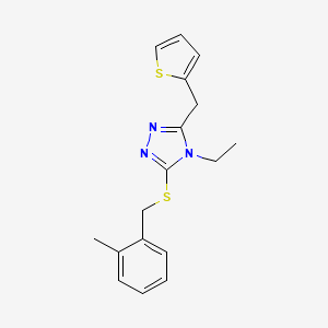 molecular formula C17H19N3S2 B10969300 4-ethyl-3-[(2-methylbenzyl)sulfanyl]-5-(thiophen-2-ylmethyl)-4H-1,2,4-triazole 