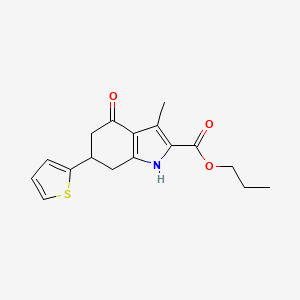 molecular formula C17H19NO3S B10969323 Propyl 3-methyl-4-oxo-6-thiophen-2-yl-1,5,6,7-tetrahydroindole-2-carboxylate 