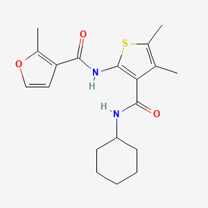 molecular formula C19H24N2O3S B10969386 N-[3-(cyclohexylcarbamoyl)-4,5-dimethylthiophen-2-yl]-2-methylfuran-3-carboxamide 