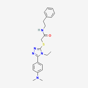 molecular formula C22H27N5OS B10969398 2-({5-[4-(dimethylamino)phenyl]-4-ethyl-4H-1,2,4-triazol-3-yl}sulfanyl)-N-(2-phenylethyl)acetamide 