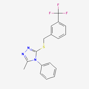 molecular formula C17H14F3N3S B10969414 3-methyl-4-phenyl-5-{[3-(trifluoromethyl)benzyl]sulfanyl}-4H-1,2,4-triazole 