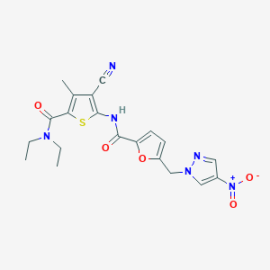 N-[3-cyano-5-(diethylcarbamoyl)-4-methylthiophen-2-yl]-5-[(4-nitro-1H-pyrazol-1-yl)methyl]furan-2-carboxamide