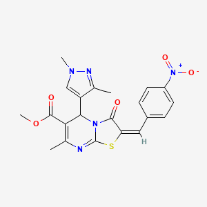 methyl (2E)-5-(1,3-dimethyl-1H-pyrazol-4-yl)-7-methyl-2-(4-nitrobenzylidene)-3-oxo-2,3-dihydro-5H-[1,3]thiazolo[3,2-a]pyrimidine-6-carboxylate