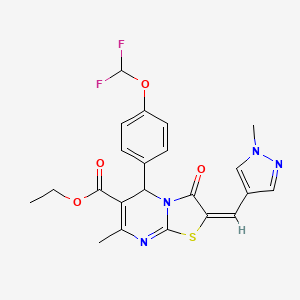 ethyl (2E)-5-[4-(difluoromethoxy)phenyl]-7-methyl-2-[(1-methyl-1H-pyrazol-4-yl)methylidene]-3-oxo-2,3-dihydro-5H-[1,3]thiazolo[3,2-a]pyrimidine-6-carboxylate