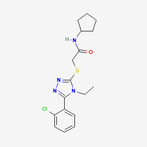 molecular formula C17H21ClN4OS B10969695 2-{[5-(2-chlorophenyl)-4-ethyl-4H-1,2,4-triazol-3-yl]sulfanyl}-N-cyclopentylacetamide 