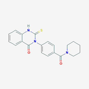 molecular formula C20H19N3O2S B10969699 3-[4-(piperidin-1-ylcarbonyl)phenyl]-2-sulfanylquinazolin-4(3H)-one 