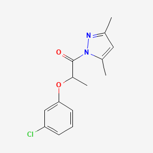 molecular formula C14H15ClN2O2 B10969742 2-(3-chlorophenoxy)-1-(3,5-dimethyl-1H-pyrazol-1-yl)propan-1-one 