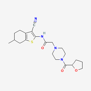 molecular formula C21H28N4O3S B10969787 N-(3-cyano-6-methyl-4,5,6,7-tetrahydro-1-benzothiophen-2-yl)-2-[4-(tetrahydrofuran-2-ylcarbonyl)piperazin-1-yl]acetamide 