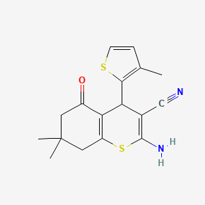 2-amino-7,7-dimethyl-4-(3-methylthiophen-2-yl)-5-oxo-5,6,7,8-tetrahydro-4H-thiochromene-3-carbonitrile