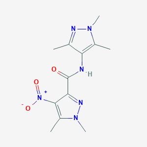 molecular formula C12H16N6O3 B10970006 1,5-dimethyl-4-nitro-N-(1,3,5-trimethyl-1H-pyrazol-4-yl)-1H-pyrazole-3-carboxamide 