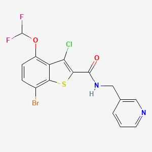 molecular formula C16H10BrClF2N2O2S B10970086 7-bromo-3-chloro-4-(difluoromethoxy)-N-(pyridin-3-ylmethyl)-1-benzothiophene-2-carboxamide 