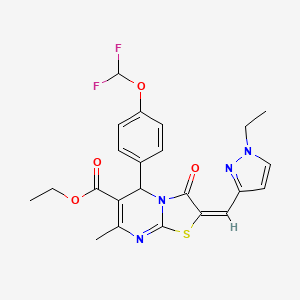 molecular formula C23H22F2N4O4S B10970093 ethyl (2E)-5-[4-(difluoromethoxy)phenyl]-2-[(1-ethyl-1H-pyrazol-3-yl)methylidene]-7-methyl-3-oxo-2,3-dihydro-5H-[1,3]thiazolo[3,2-a]pyrimidine-6-carboxylate 