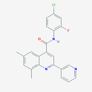 N-(4-chloro-2-fluorophenyl)-6,8-dimethyl-2-(pyridin-3-yl)quinoline-4-carboxamide