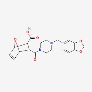 molecular formula C20H22N2O6 B10970138 3-{[4-(1,3-Benzodioxol-5-ylmethyl)piperazin-1-yl]carbonyl}-7-oxabicyclo[2.2.1]hept-5-ene-2-carboxylic acid 