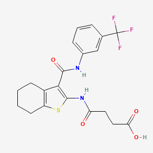 molecular formula C20H19F3N2O4S B10970235 4-Oxo-4-[(3-{[3-(trifluoromethyl)phenyl]carbamoyl}-4,5,6,7-tetrahydro-1-benzothiophen-2-yl)amino]butanoic acid 