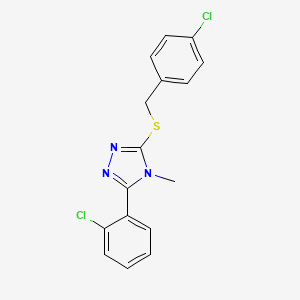 molecular formula C16H13Cl2N3S B10970290 3-[(4-chlorobenzyl)sulfanyl]-5-(2-chlorophenyl)-4-methyl-4H-1,2,4-triazole 