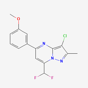 molecular formula C15H12ClF2N3O B10970303 3-Chloro-7-(difluoromethyl)-5-(3-methoxyphenyl)-2-methylpyrazolo[1,5-a]pyrimidine 