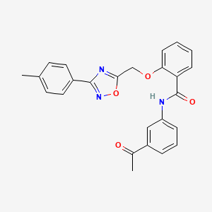 molecular formula C25H21N3O4 B10970325 N-(3-acetylphenyl)-2-{[3-(4-methylphenyl)-1,2,4-oxadiazol-5-yl]methoxy}benzamide 