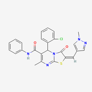 (2E)-5-(2-chlorophenyl)-7-methyl-2-[(1-methyl-1H-pyrazol-4-yl)methylidene]-3-oxo-N-phenyl-2,3-dihydro-5H-[1,3]thiazolo[3,2-a]pyrimidine-6-carboxamide